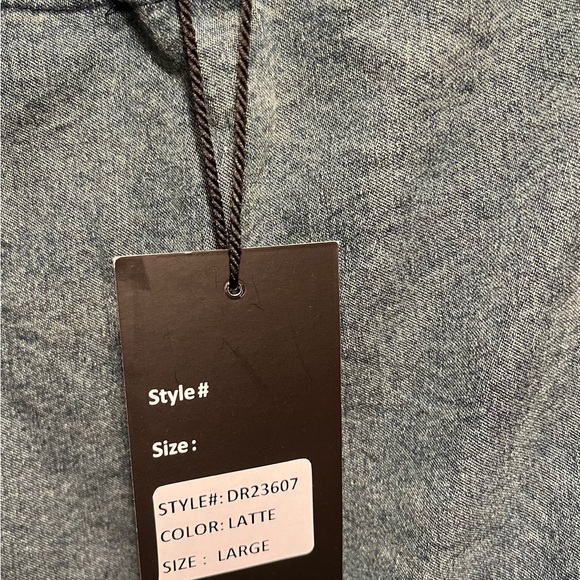 Bohemian Western Blue and Caramel Midi Dress Embroidered Denim Lace Sz Large NWT - Picture 7 of 7